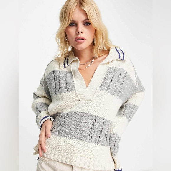 𝓯𝓹 Free People ~ Pembrook Sweater in Ivory Combo - Picture 2 of 13